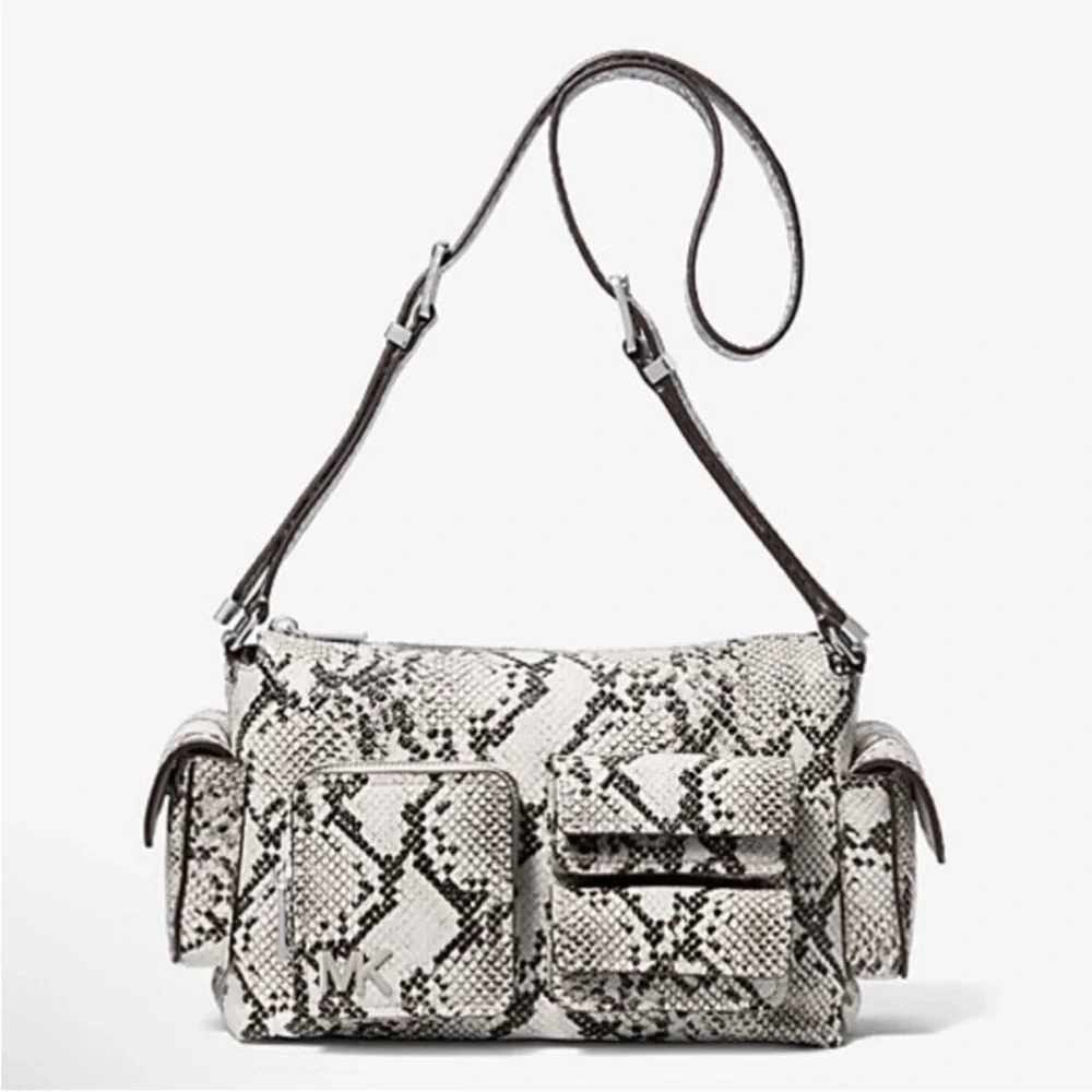 MICHAEL KORS Dakota Md Snake Embossed Leather Pocket Shoulder Bag
ALUMINUM
NWT - Picture 9 of 16